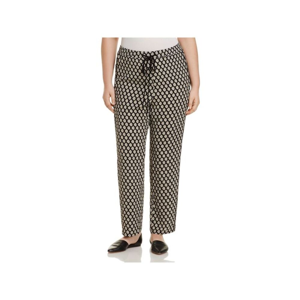 B COLLECTION Womens Black Stretch Pocketed Relaxed Fit Tie Waist Pants Plus 2X